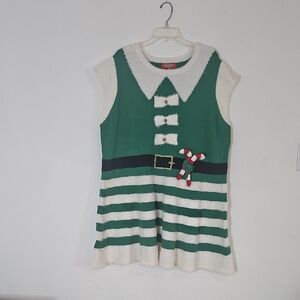 Ugly Christmas Holiday TRADITIONS Women's  Green and White Elf-Themed Dress